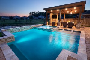custom pool and outdoor kitchen construction